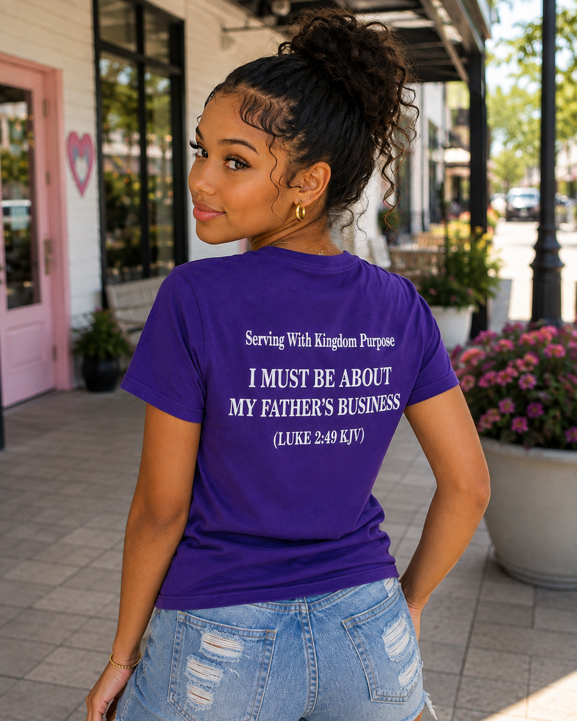 "I Am About My Father's Business" Teen Classic Logo Tee – White