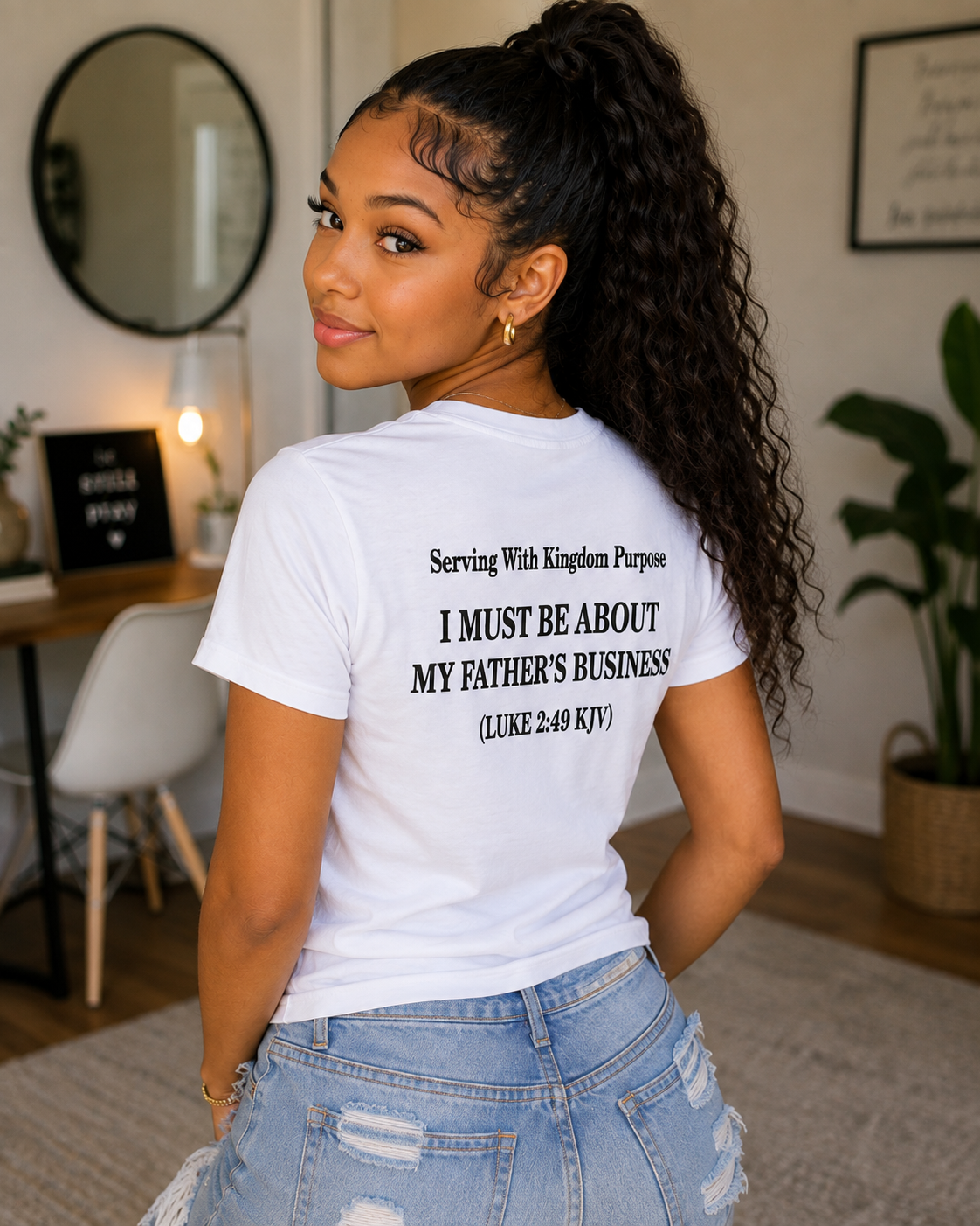 "I Am About My Father's Business" Teen Classic Logo Tee – White